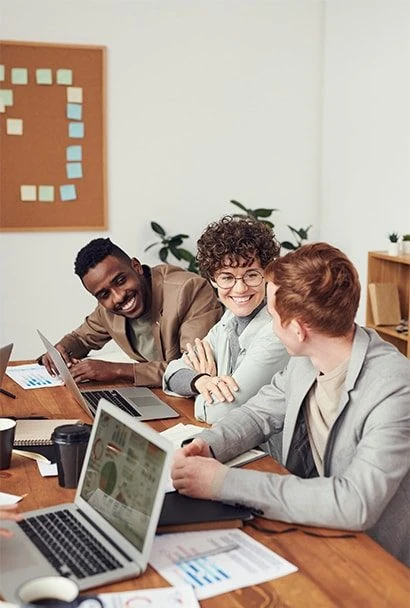 A collaborative digital team working together