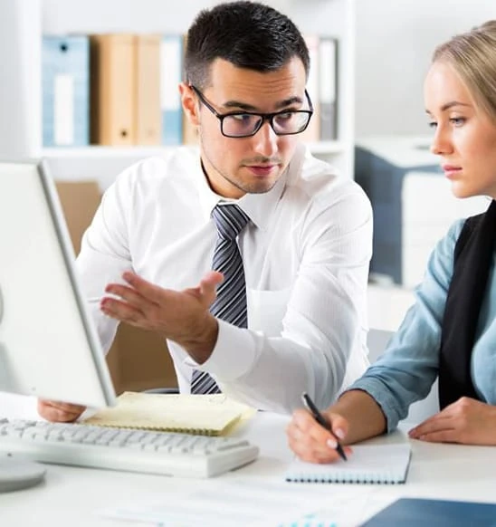 Marketing professionals reviewing strategy